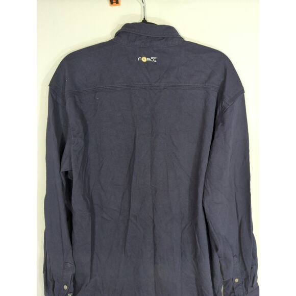 FR Carhartt Cotton Button-Up Shirt Men's Large Navy Classic Long Sleeve Casual - Picture 6 of 9